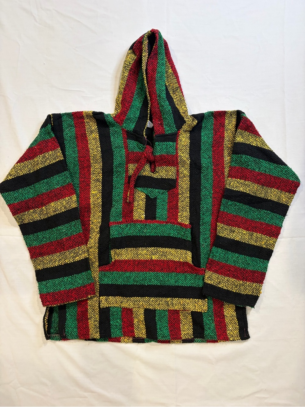 Source Unknown Striped Baja Hoodie - Red, Green, Black, Yellow